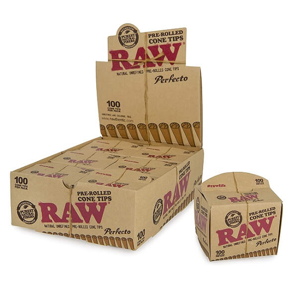 RAW Perfecto Pre-Rolled Cone Tips | 100 Cone Tips Per Pack | 6 Count Display product image